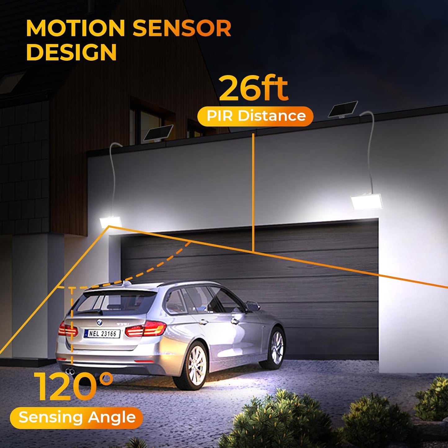 ROTTOGOON 2 Pack Solar Motion Sensor LED Wall Lights, Flood Security Light with Remote Control, 3 Lighting Modes IP65 Waterproof Outdoor, White