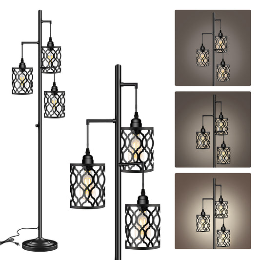 ROTTOGOON Dimmable Tree Floor Lamp Black 68"