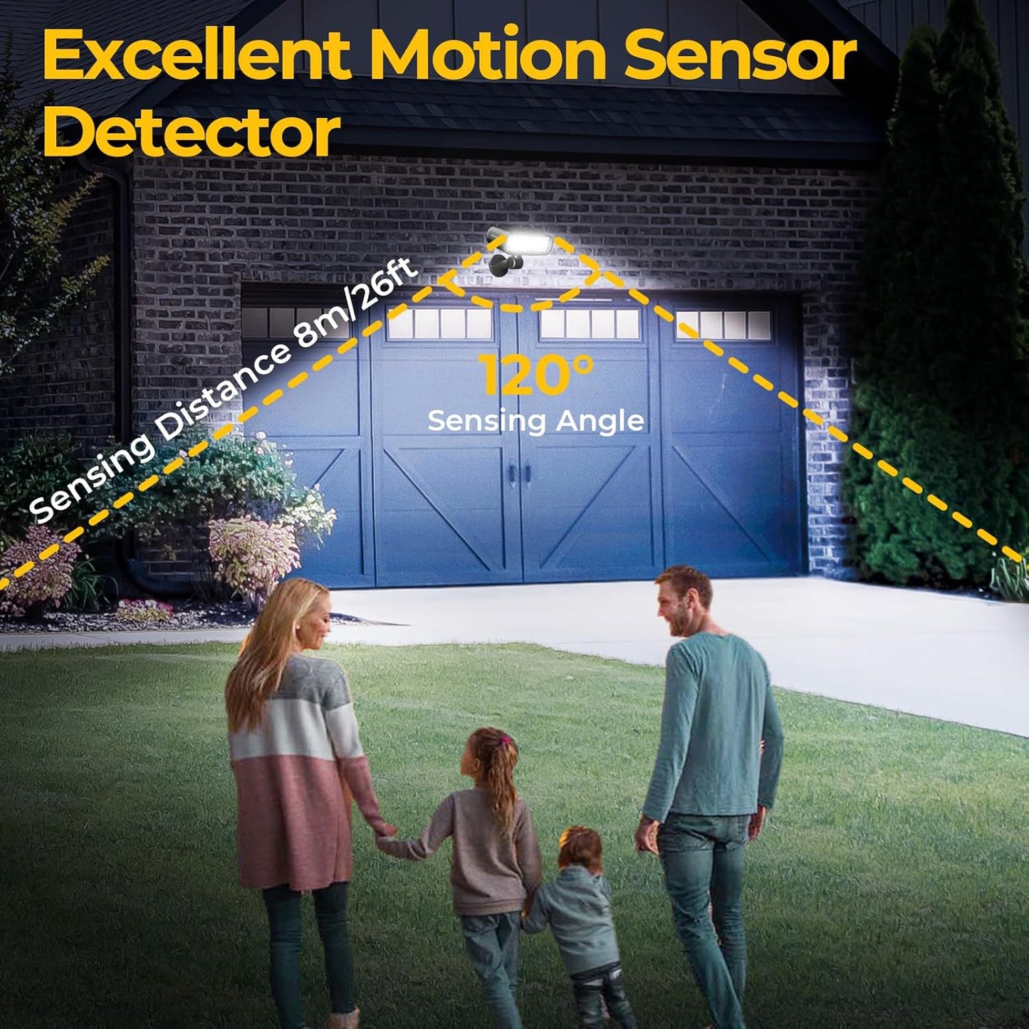 ROTTOGOON 2 Pack Solar Motion Sensor Flood Lights, Outdoor Wall Mount Security Light with 3 Modes, IP67 Waterproof, LED, Black