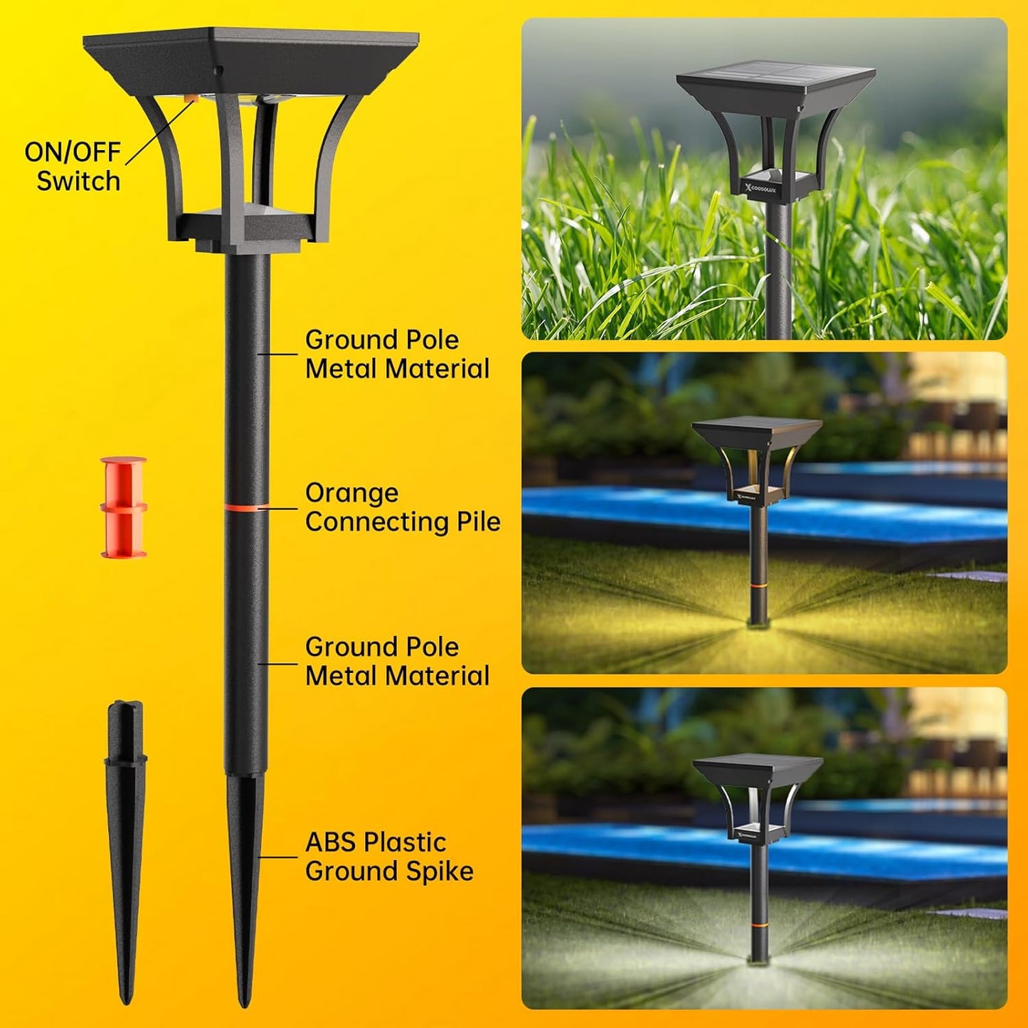 ROTTOGOON 6 Pack LED Solar Pathway Lights Outdoor IP65 Waterproof 8 Fixed Colors & RGB Gradient Garden Landscape Lighting