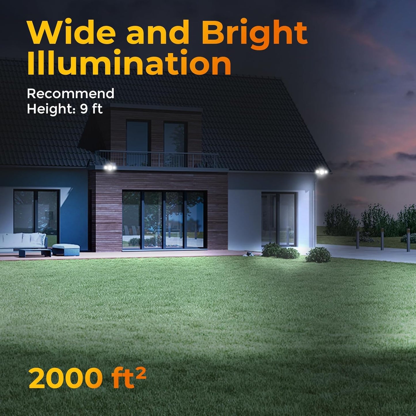 ROTTOGOON 2 Pack Solar Motion Sensor Wall Lights, 3-Head LED Flood Security Light with Remote Control, IP65 Waterproof, Black