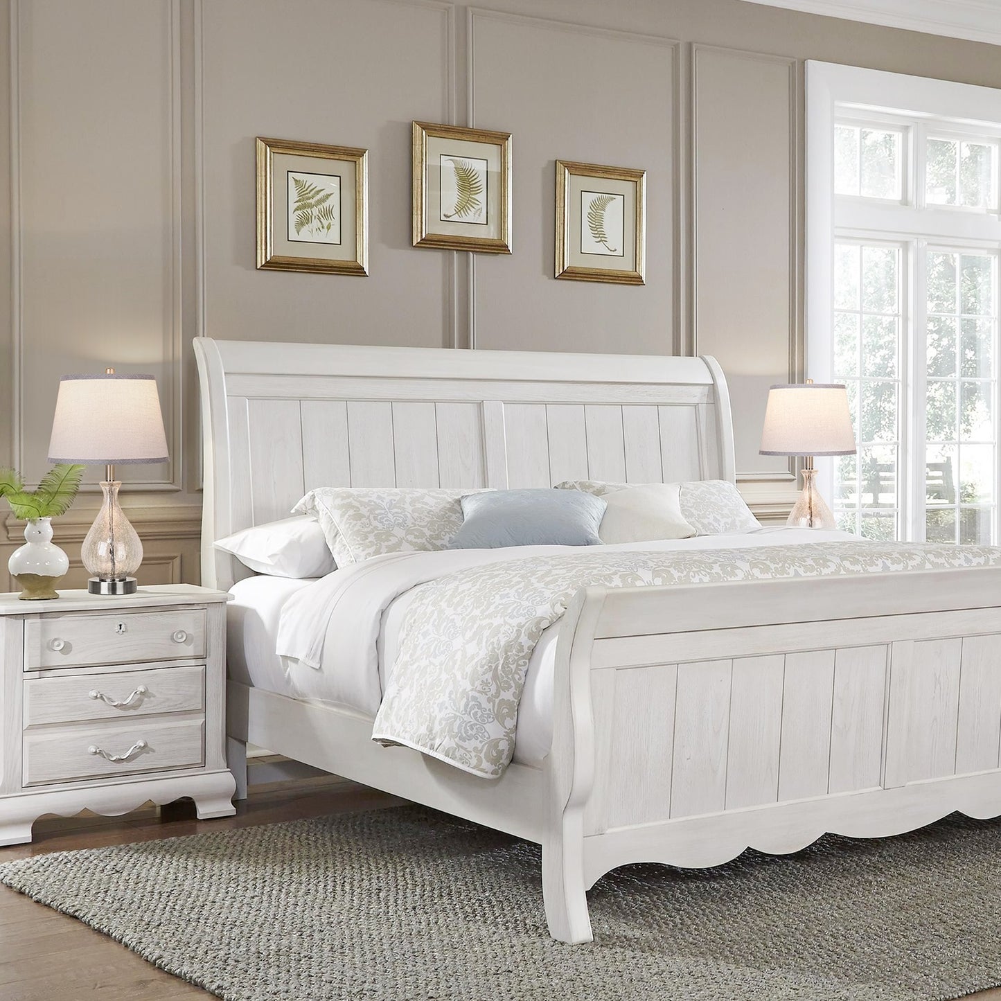 ROTTOGOON Glass Table Lamp for Living Room Bedroom Set of 2, 22.5" LED Light with Touch Control, Blue 3 Way Dimmable Modern Bedside Lamps for Home Decor with White Fabric Shade