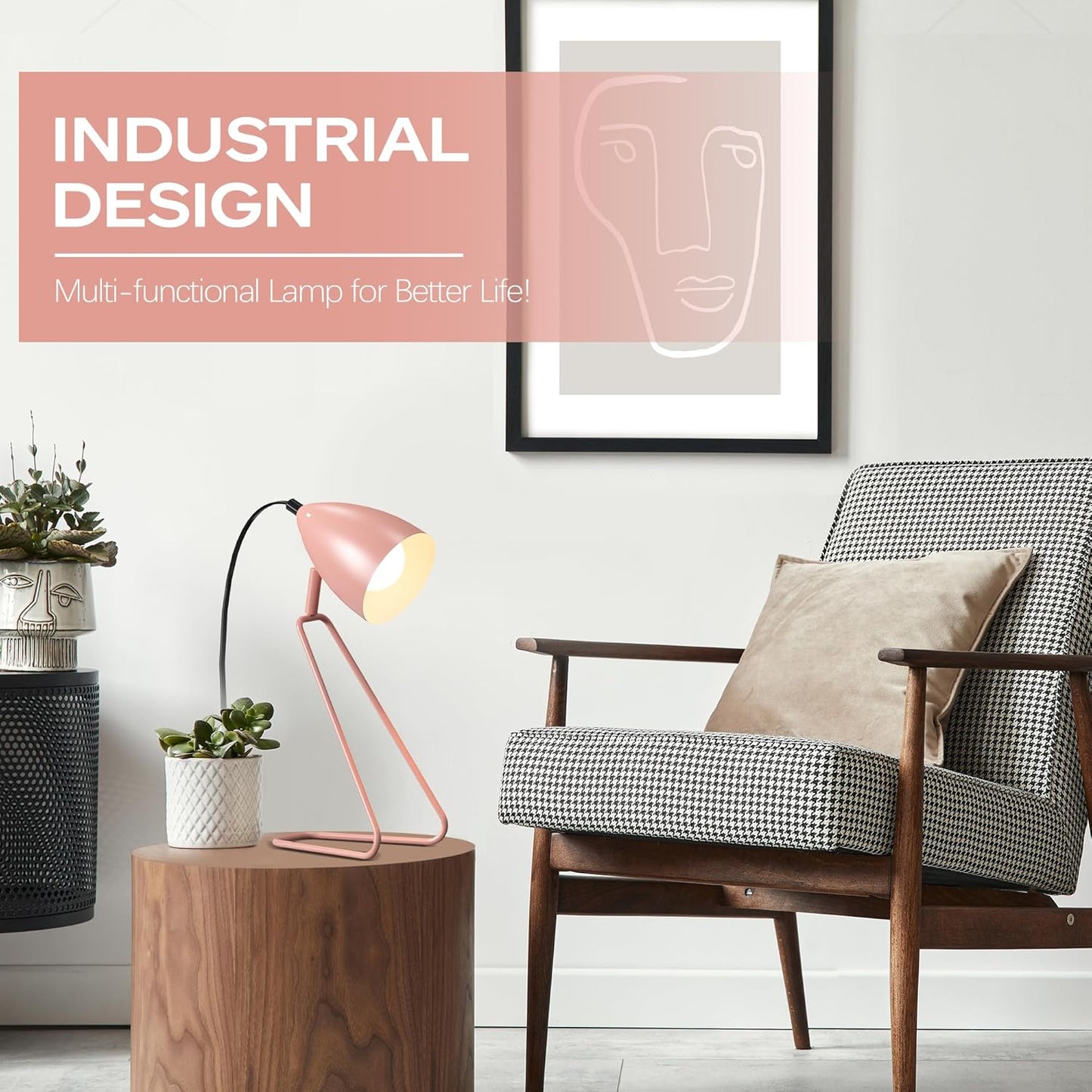 ROTTOGOON Table Lamp Set of 2, 350°Rotatable Small Desk Lamp, Modern Green Reading Bedside Lamps, Suitable for Study, Bedroom, Office, Dorm, Children's Room, 2 Bulbs Included