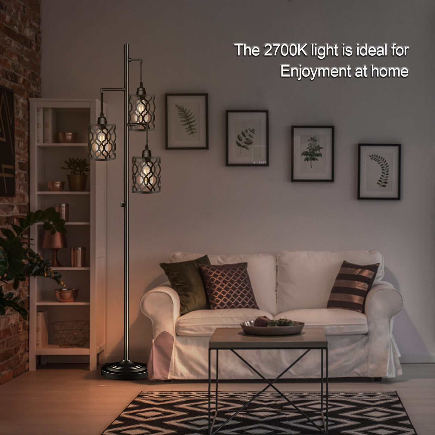 ROTTOGOON Dimmable Tree Floor Lamp Black 68"