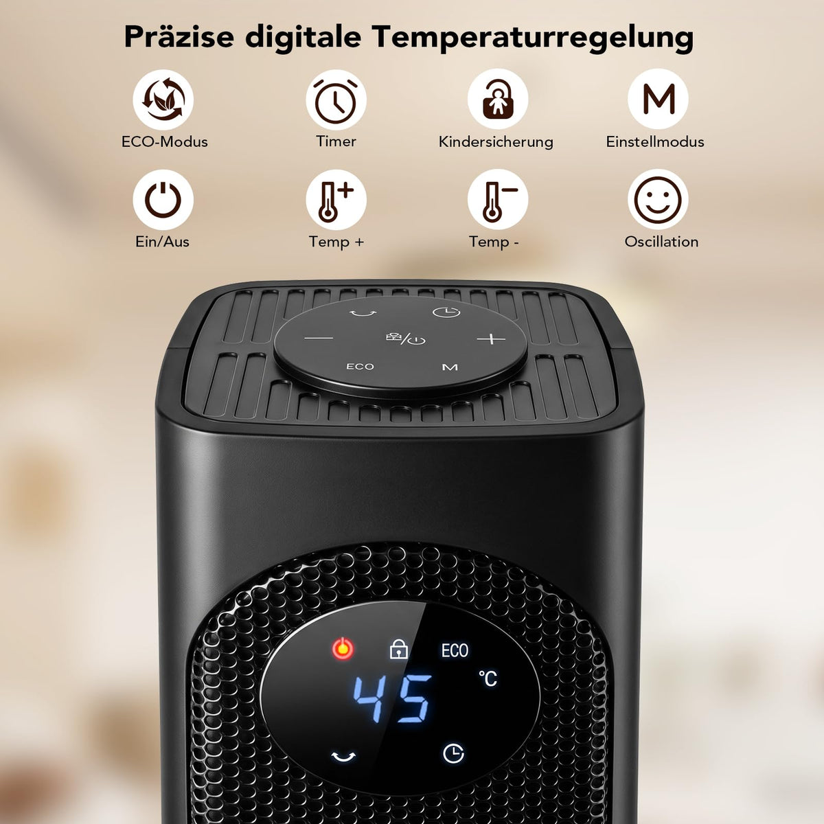 ROTTOGOON Heizlüfter Energiesparend, Leiser 2000W PTC Keramik Heizlüfter