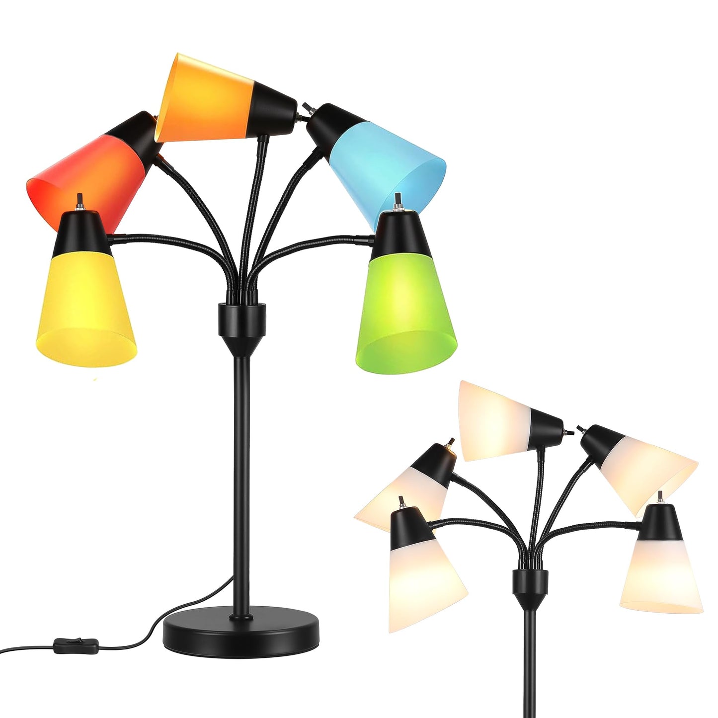 ROTTOGOON Medusa Bedside Table lamp for Bedroom, Modern Multi Head 5 Shade Lamps, for Night Stands Living Room Kids Room Office