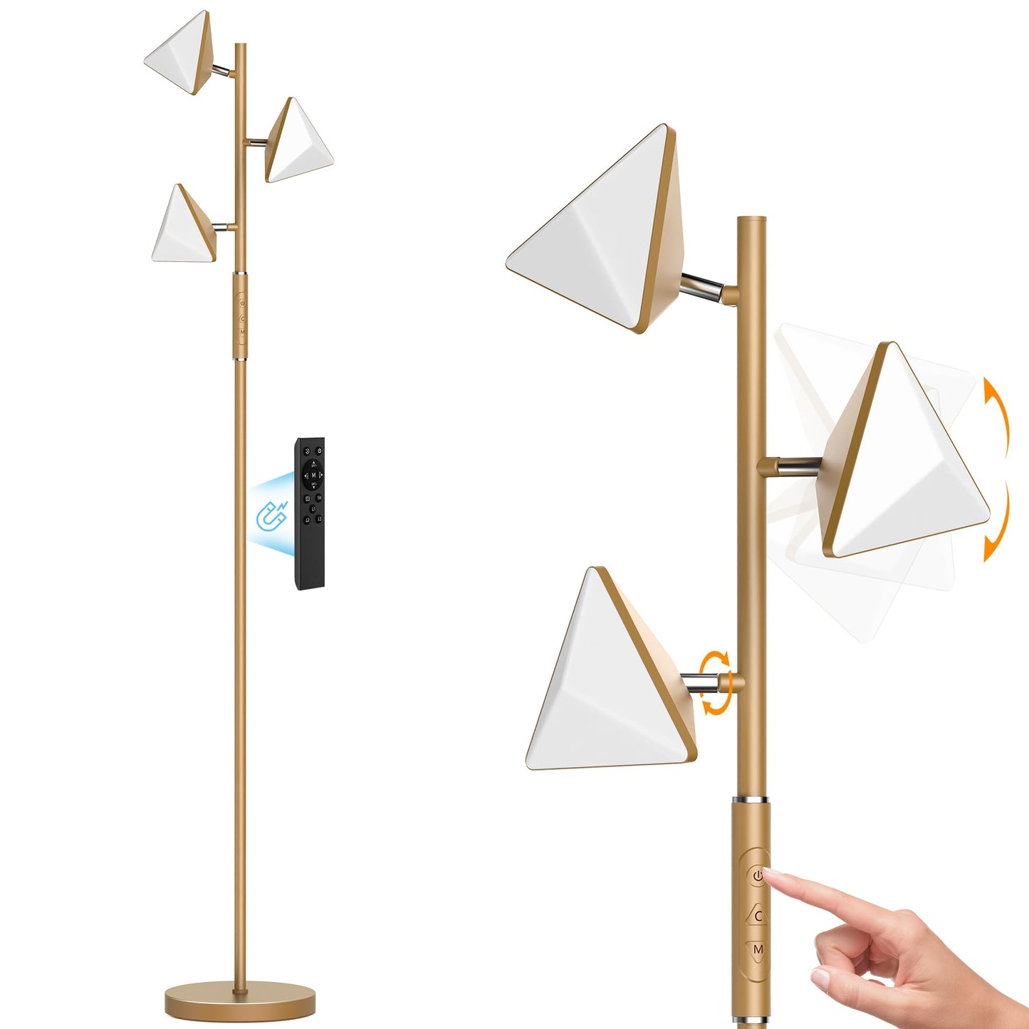 ROTTOGOON LED Tree Floor Lamp, 36W Dimmable Standing Light Touch Control, 2700K-6500K 4CCT Switchable for Study Living Room Bedroom Office