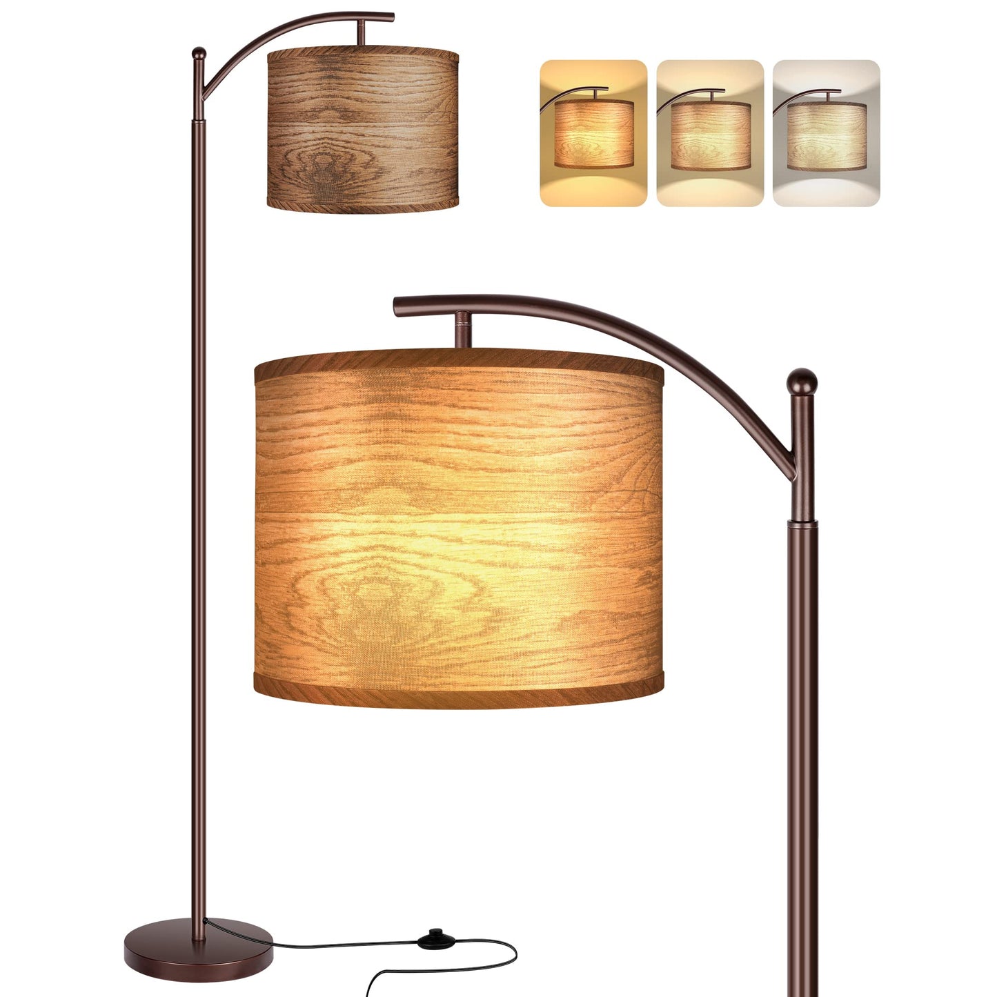 Floor Lamp for Living Room, LED Standing Lamp with 2 Lamp Shades Tall Industrial Floor Lamp Reading for Bedroom, Office (9W LED Bulb Included) - (Oil-Rubbed Bronze)
