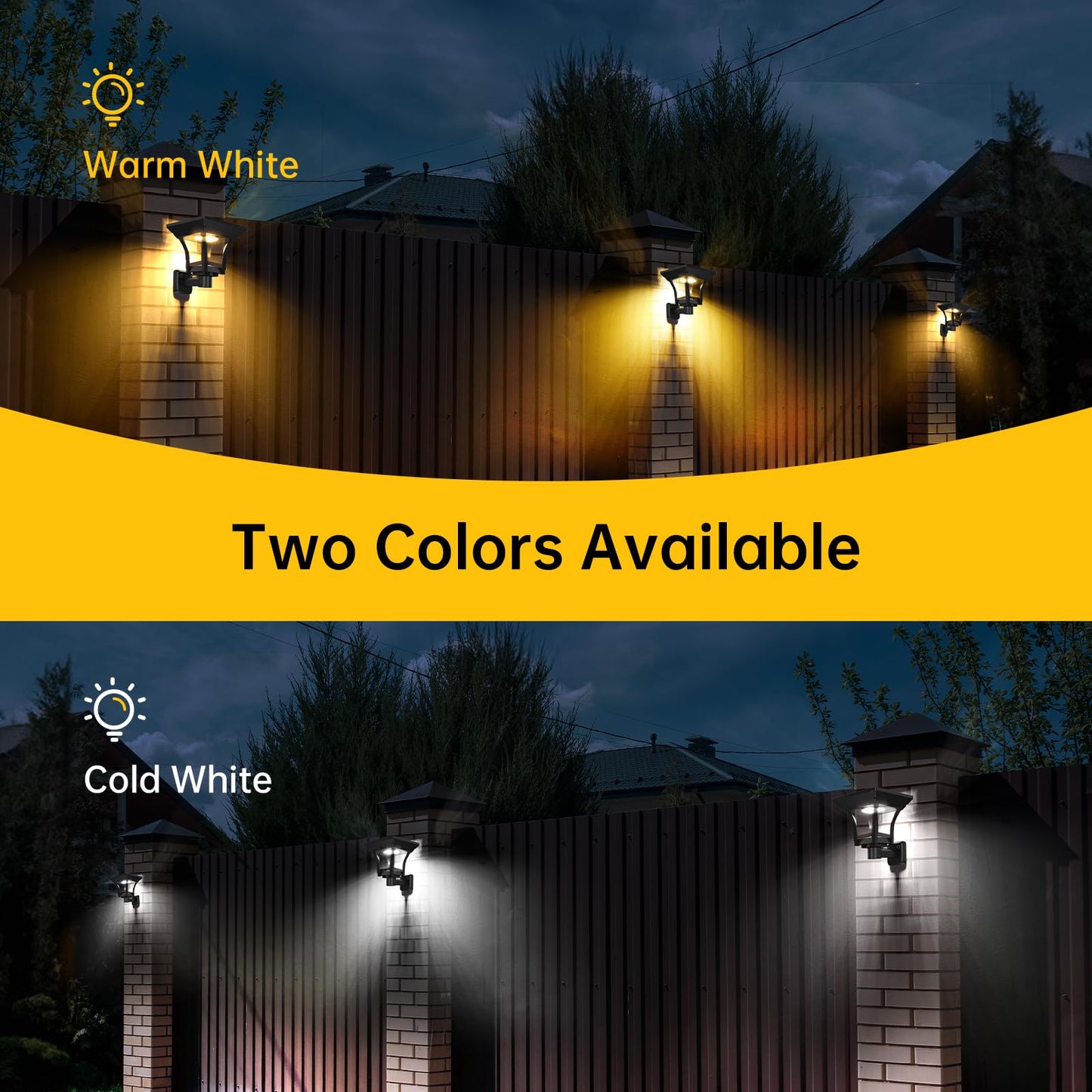 COOSOLUX Solar Wall Lights Outdoor with 4 Lighting Modes, IP65 Waterproof Dusk to Dawn Led Outdoor Wall Sconce, Solar Landscape Lights Wall Mount for Fence Porch Garage Yard Decor Warm & Cold White 4 Pack