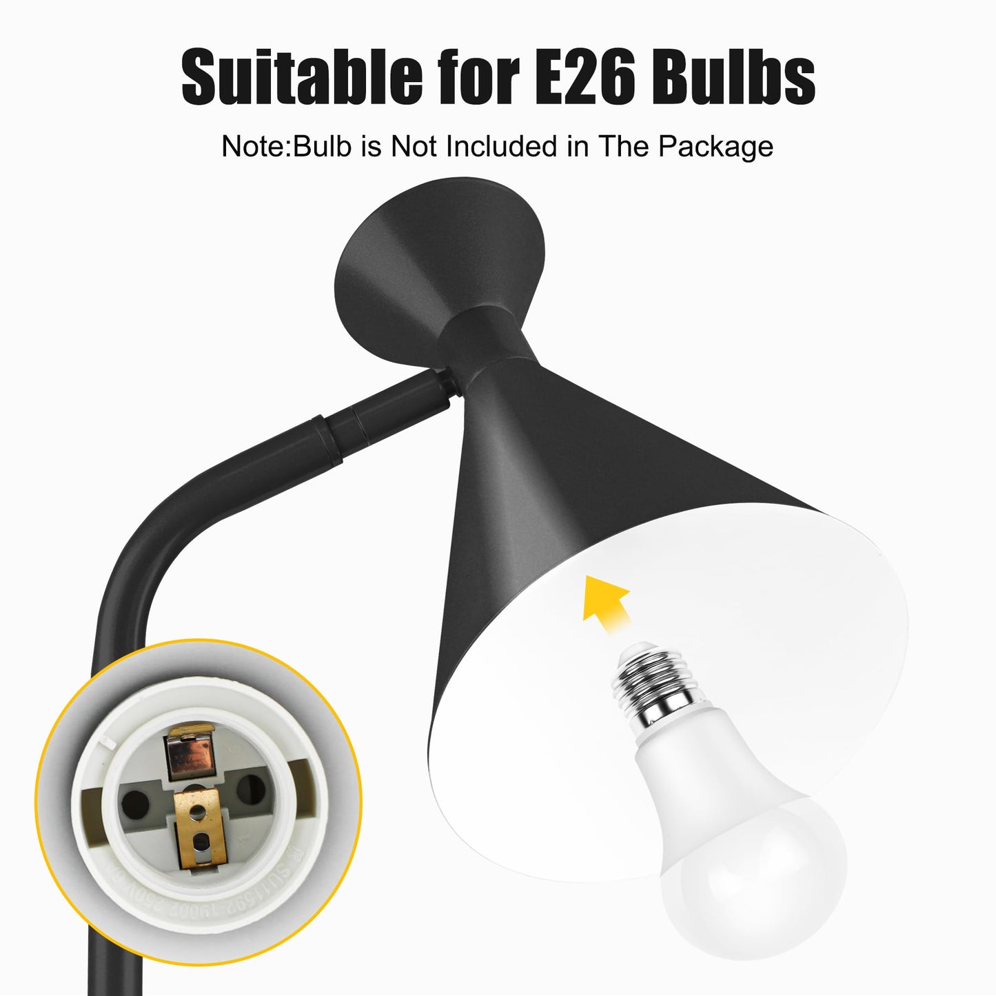 Floor Lamp for Living Room, Modern Adjustable Metal Heads Standing Lamps, Simple Design Black Floor Lamp with Foot Switch for Bedroom, Office, Kids Room, Reading, Working(Bulb Not Included)