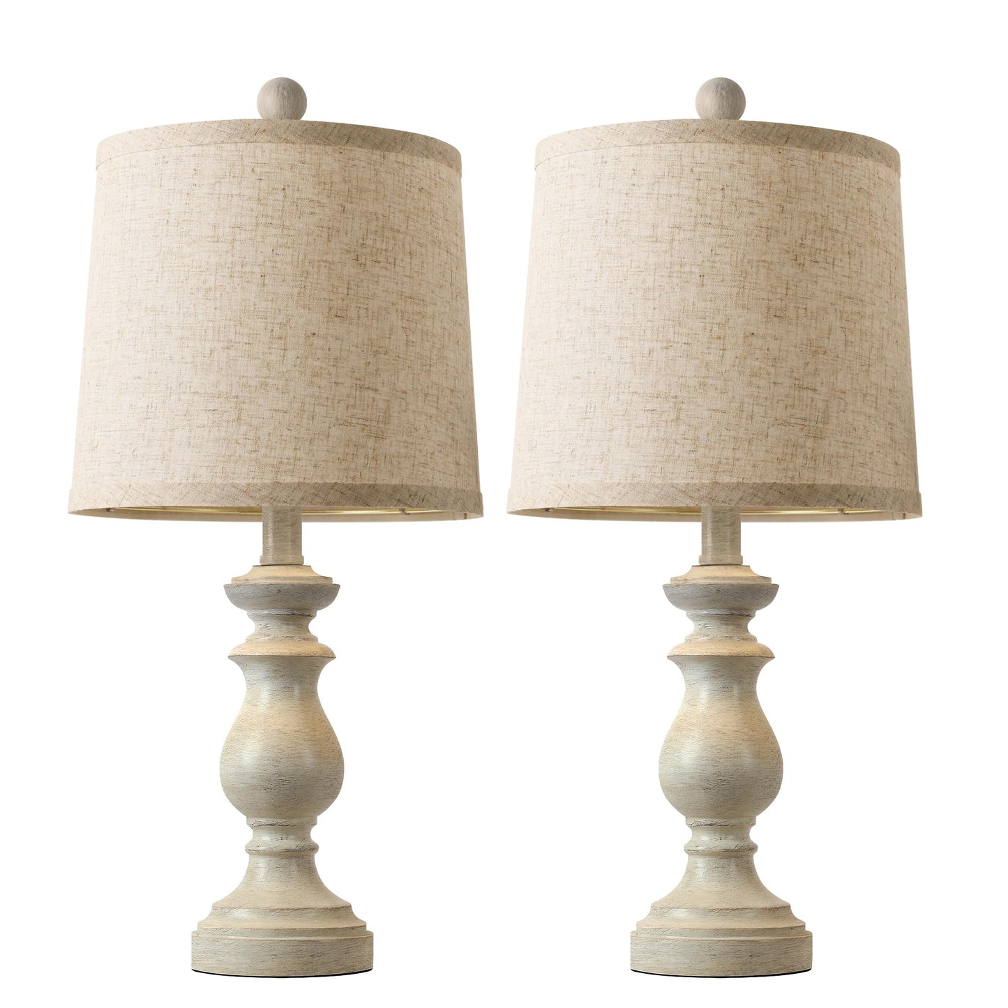 ROTTOGOON 22" Traditional Table Lamp Set of 2, Rustic Farmhouse for Living Room Bedroom, Vintage Bedside Nightstand Lamps with Linen Shades