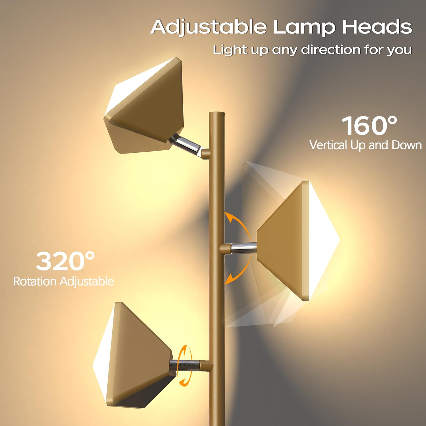 ROTTOGOON LED Tree Floor Lamp, 36W Dimmable Standing Light Touch Control, 2700K-6500K 4CCT Switchable for Study Living Room Bedroom Office