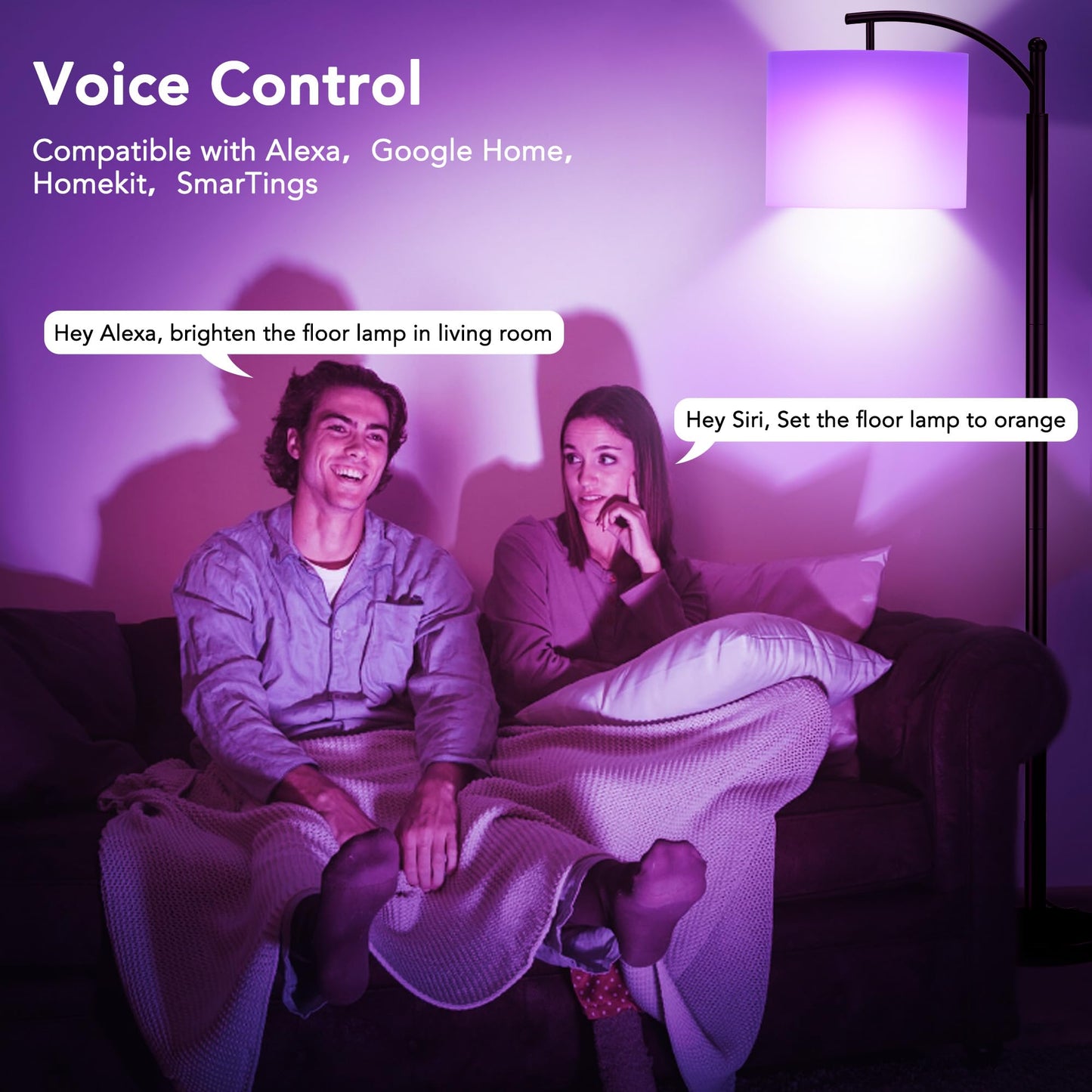 Floor Lamps with Matter Smart Light Bulb, RGB + Color Temperatures Bright Dimmable Smart Floor lamp, Living Room Standing Tall Industrial Floor Lamp (Beige Lampshade Included) -Black