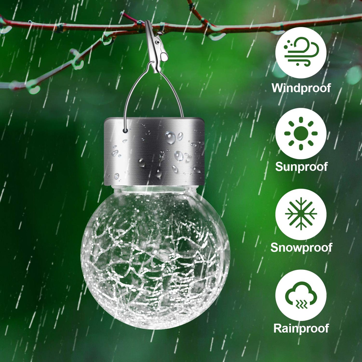 Solar Lights Outdoor Decorative 12 Pack, Hanging Solar Garden Lights Waterproof, Solar Powered Globe Lantern Cracked Glass Ball Lights for Yard Patio Fence Tree Umbrella Holiday Decoration,Warm White