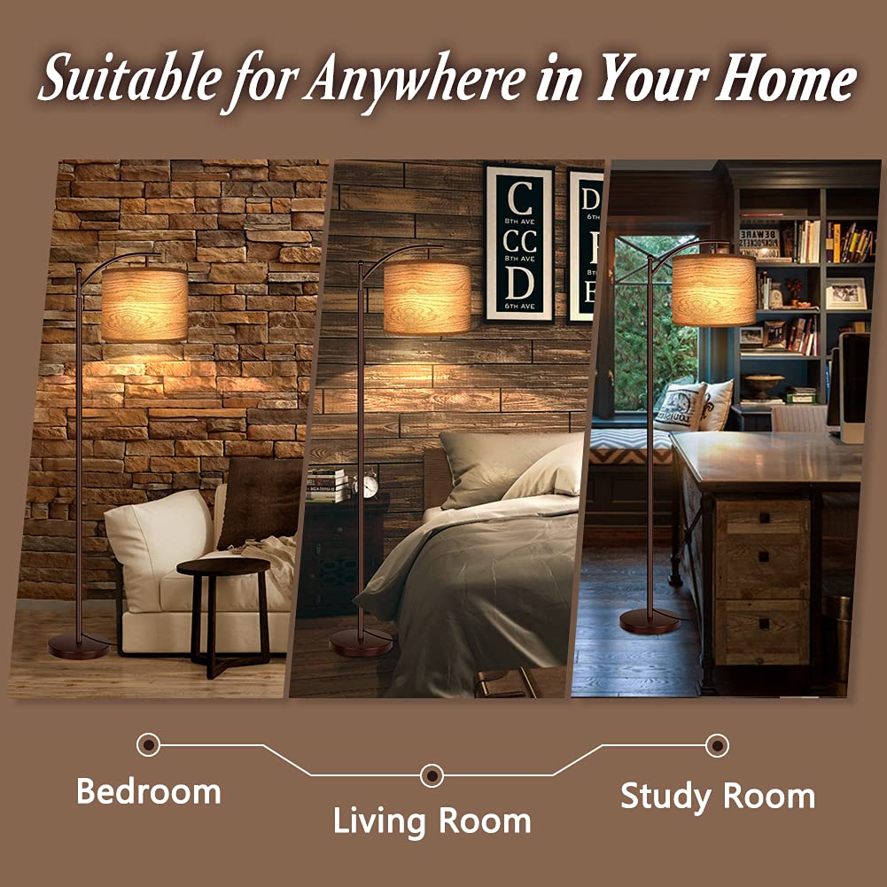 Floor Lamp for Living Room, LED Standing Lamp with 2 Lamp Shades Tall Industrial Floor Lamp Reading for Bedroom, Office (9W LED Bulb Included) - (Oil-Rubbed Bronze)