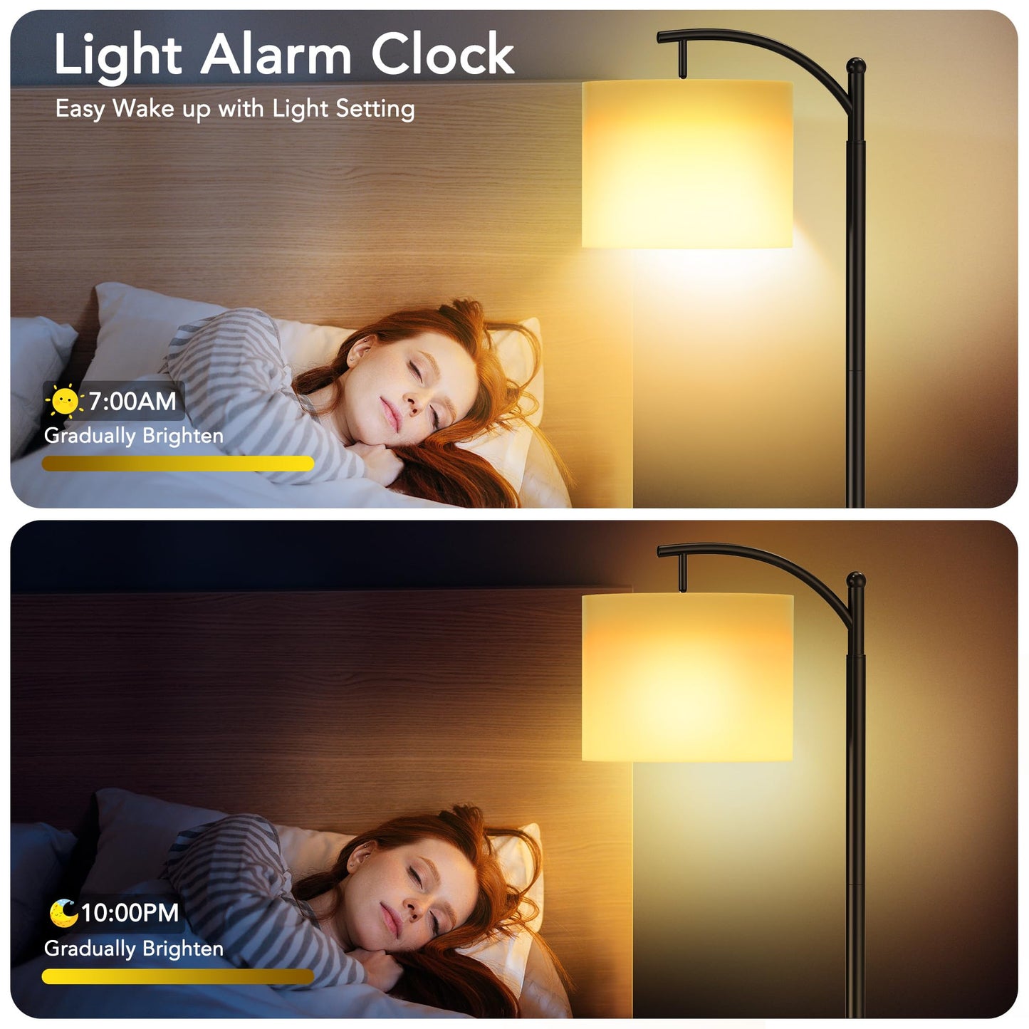 Floor Lamps with Matter Smart Light Bulb, RGB + Color Temperatures Bright Dimmable Smart Floor lamp, Living Room Standing Tall Industrial Floor Lamp (Beige Lampshade Included) -Black