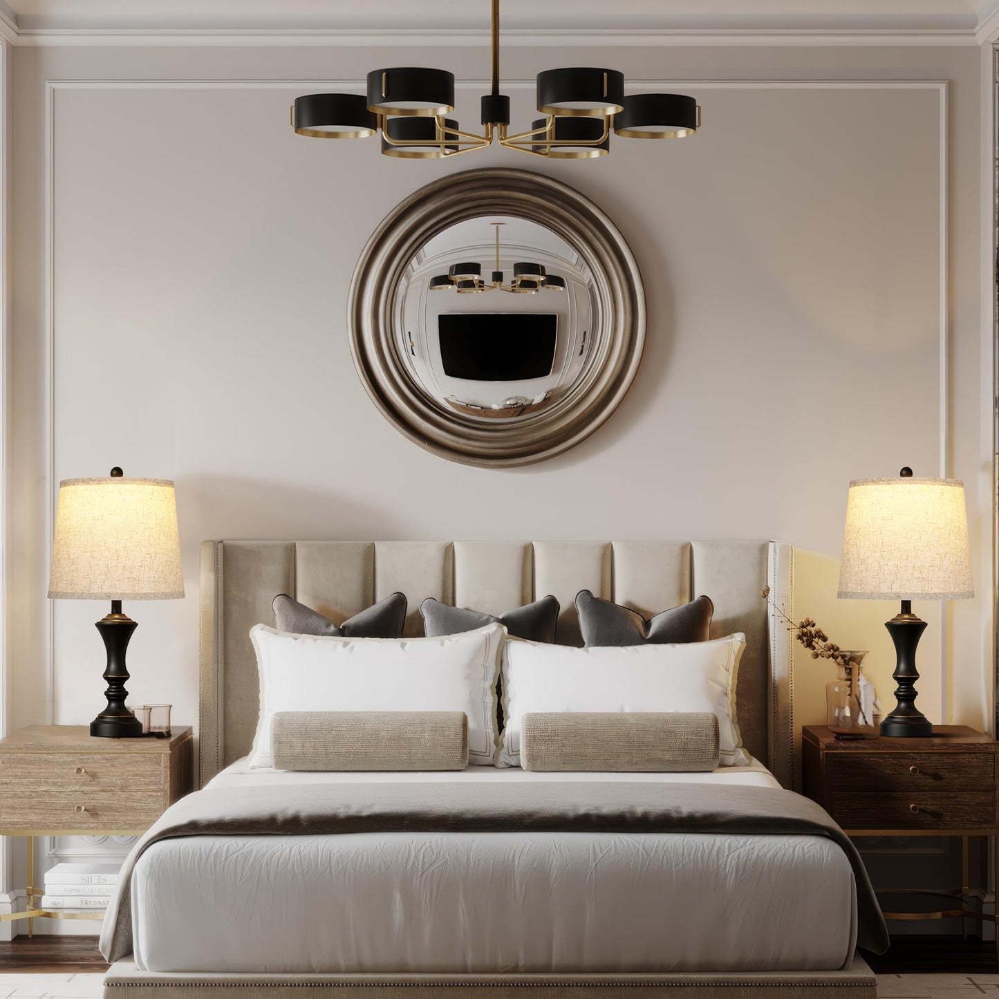 Retro Table Lamps Set of 2, Nightstand Lamp for Bedroom Vintage Rustic Table Lamps for Living Room Traditional Nightstand Bedside Lamps 22" (Black) Bulb NOT Included