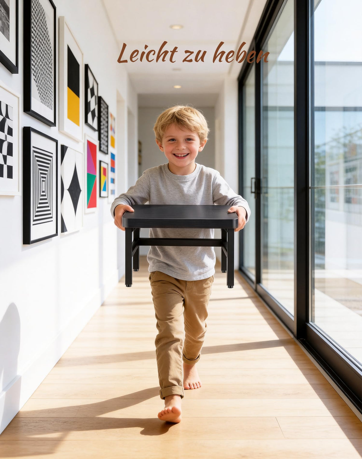 ROTTGOON Tritthocker 1 Stufe für Kinder, Anti-Rutsch, Hocker Holz, Schwarz
