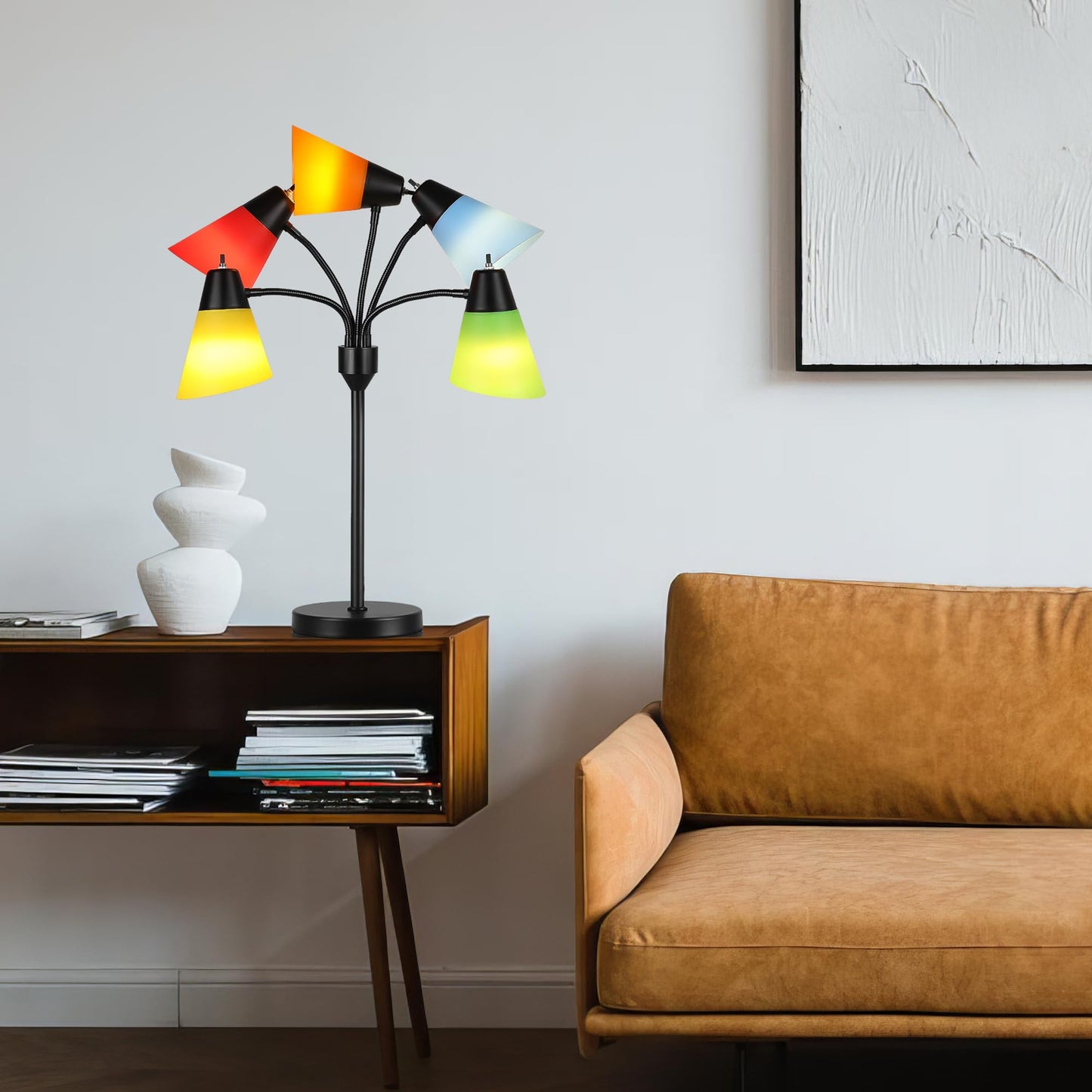 ROTTOGOON Medusa Bedside Table lamp for Bedroom, Modern Multi Head 5 Shade Lamps, for Night Stands Living Room Kids Room Office