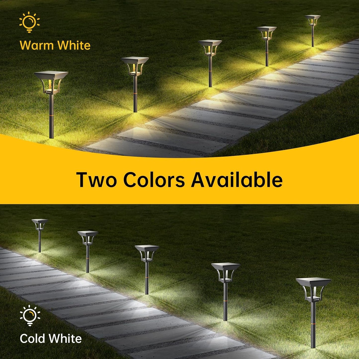 ROTTOGOON 6 Pack Solar Pathway Lights Outdoor, LED, IP65 Waterproof, 4 Lighting Modes, Garden Landscape Lighting, Black, 6 Count