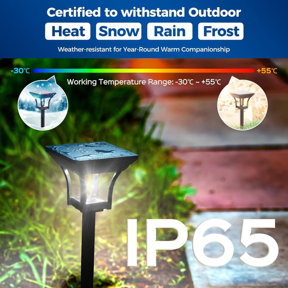 ROTTOGOON 4 Pack 2-in-1 Solar LED Pathway Lights Outdoor 4 Lighting Modes, IP65 Waterproof Solar Powered Wall Lights, Warm & Cold White