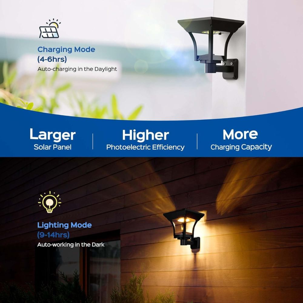 ROTTOGOON 4 Pack 2-in-1 Solar LED Pathway Lights Outdoor 4 Lighting Modes, IP65 Waterproof Solar Powered Wall Lights, Warm & Cold White