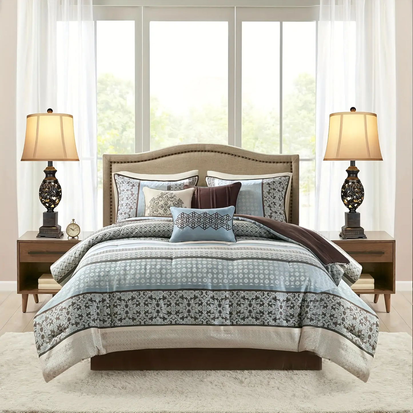 ROTTOGOON Table Lamps Set of 2, 28" Tall Bedside Lamp with Nightlight, Rustic Farmhouse Nightstand Lamps for Living Room Bedroom End Table