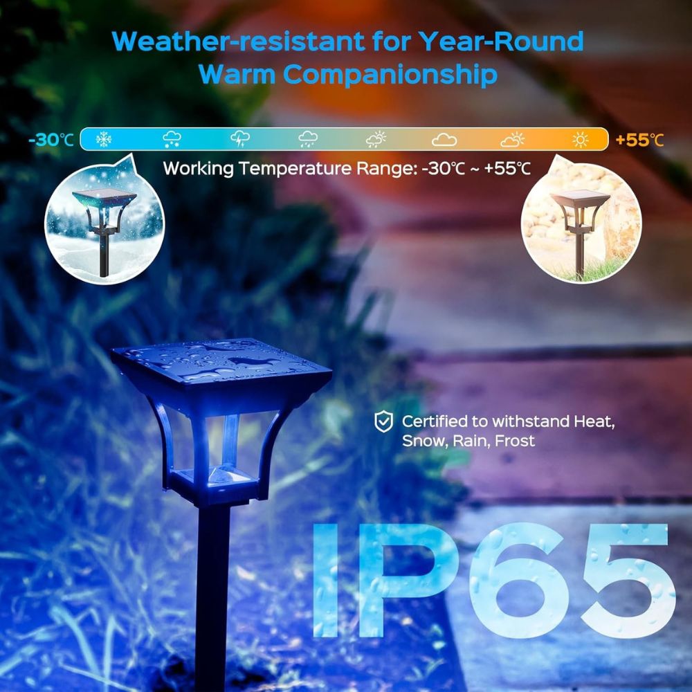 ROTTOGOON 4 Pack 2-in-1 Solar LED Pathway Lights Outdoor 3 Lighting Modes, IP65 Waterproof Solar Powered Wall Lights, Warm White & Multicolor