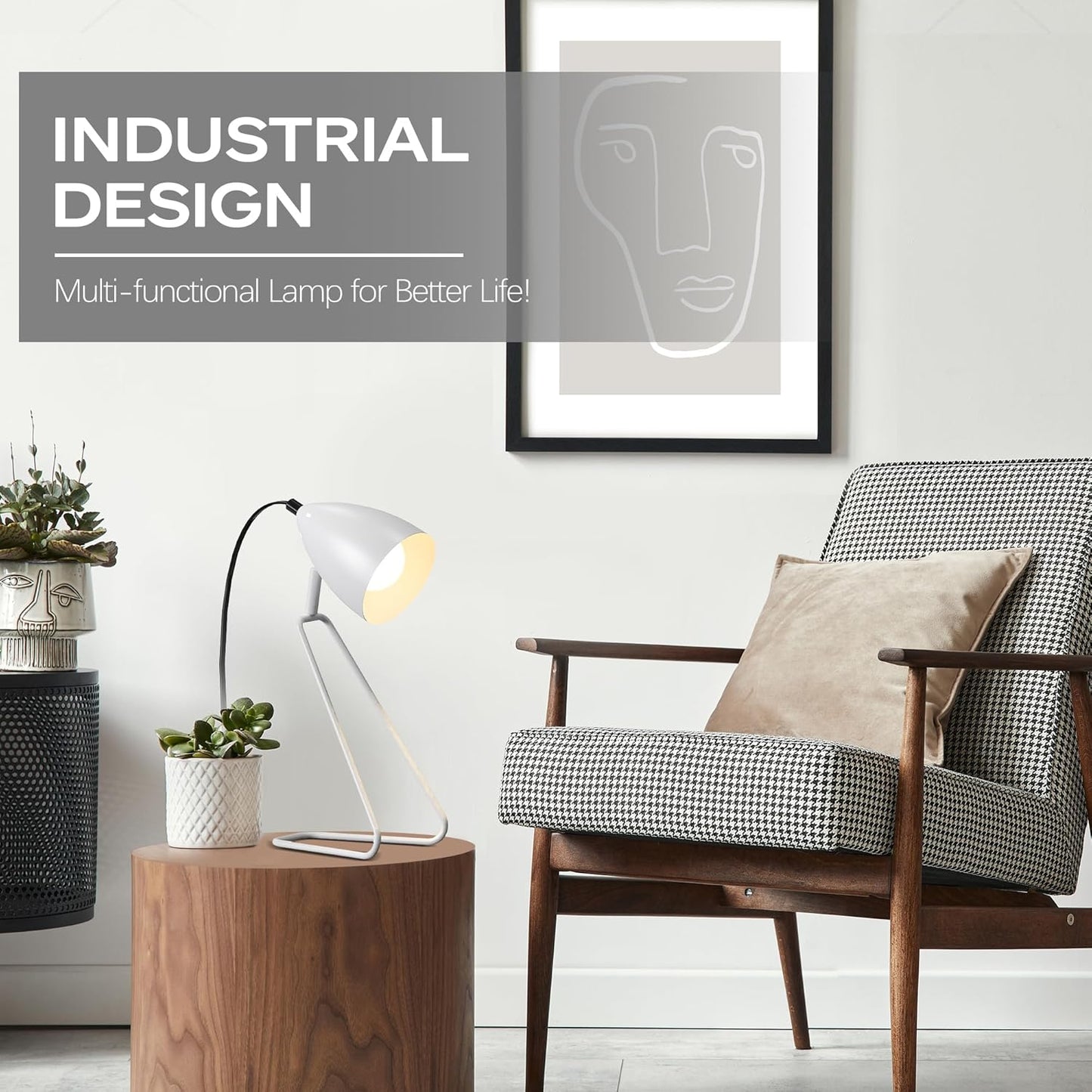 ROTTOGOON Table Lamp Set of 2, 350°Rotatable Small Desk Lamp, Modern Green Reading Bedside Lamps, Suitable for Study, Bedroom, Office, Dorm, Children's Room, 2 Bulbs Included