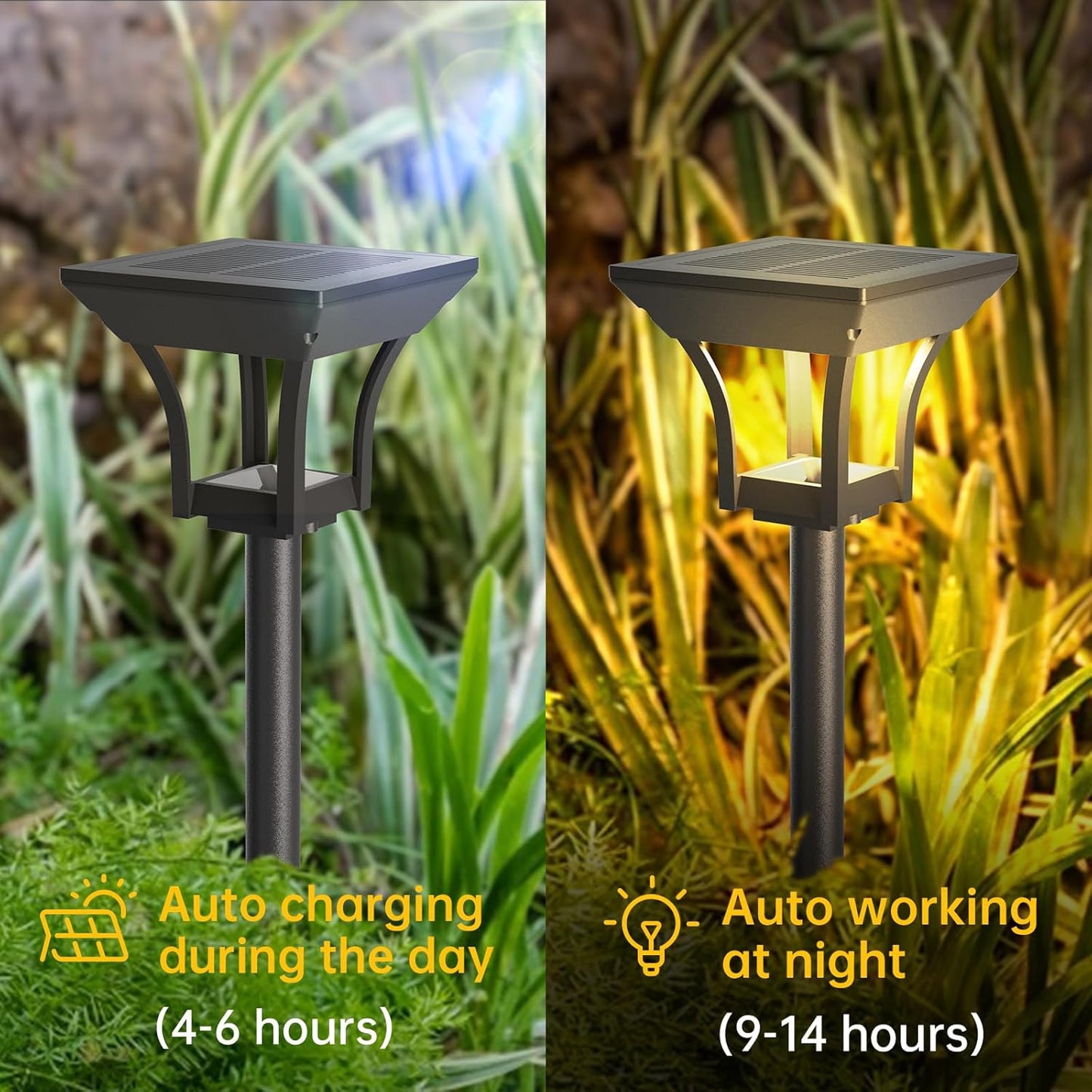 ROTTOGOON 6 Pack Solar Pathway Lights Outdoor, LED, IP65 Waterproof, 4 Lighting Modes, Garden Landscape Lighting, Black, 6 Count