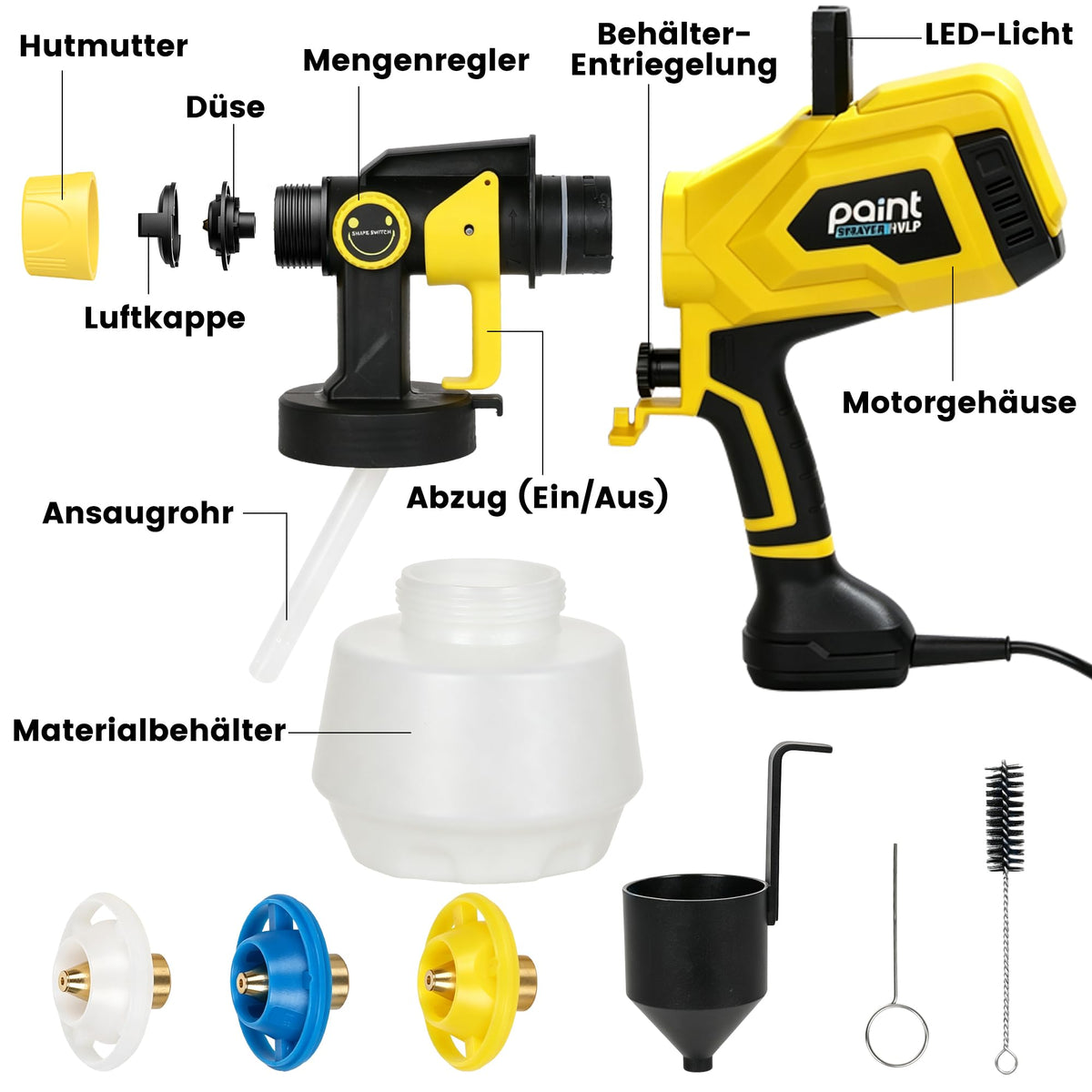 ROTTOGOON Farbsprühsystem 650W mit LED-Leuchte für Wandfarben