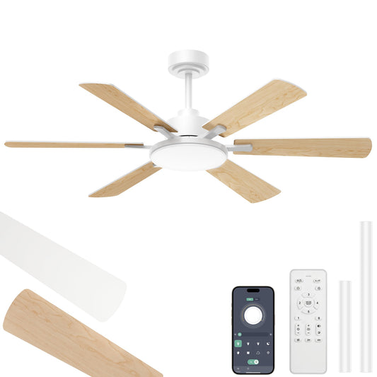 ROTTOGOON Deckenventilator mit Beleuchtung 132cm,Doppelseitige Flügeln,Weiß [Energieklasse F]