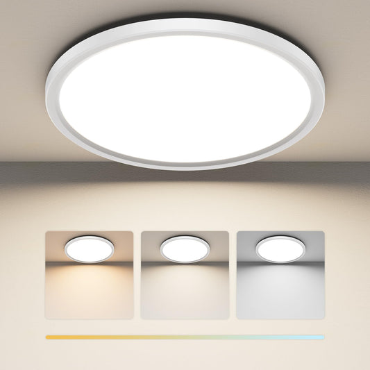 ROTTOGOON Deckenlampe LED Deckenleuchte Flach 24W 2200LM, 3CCT, Ø29cm [Energieklasse F]