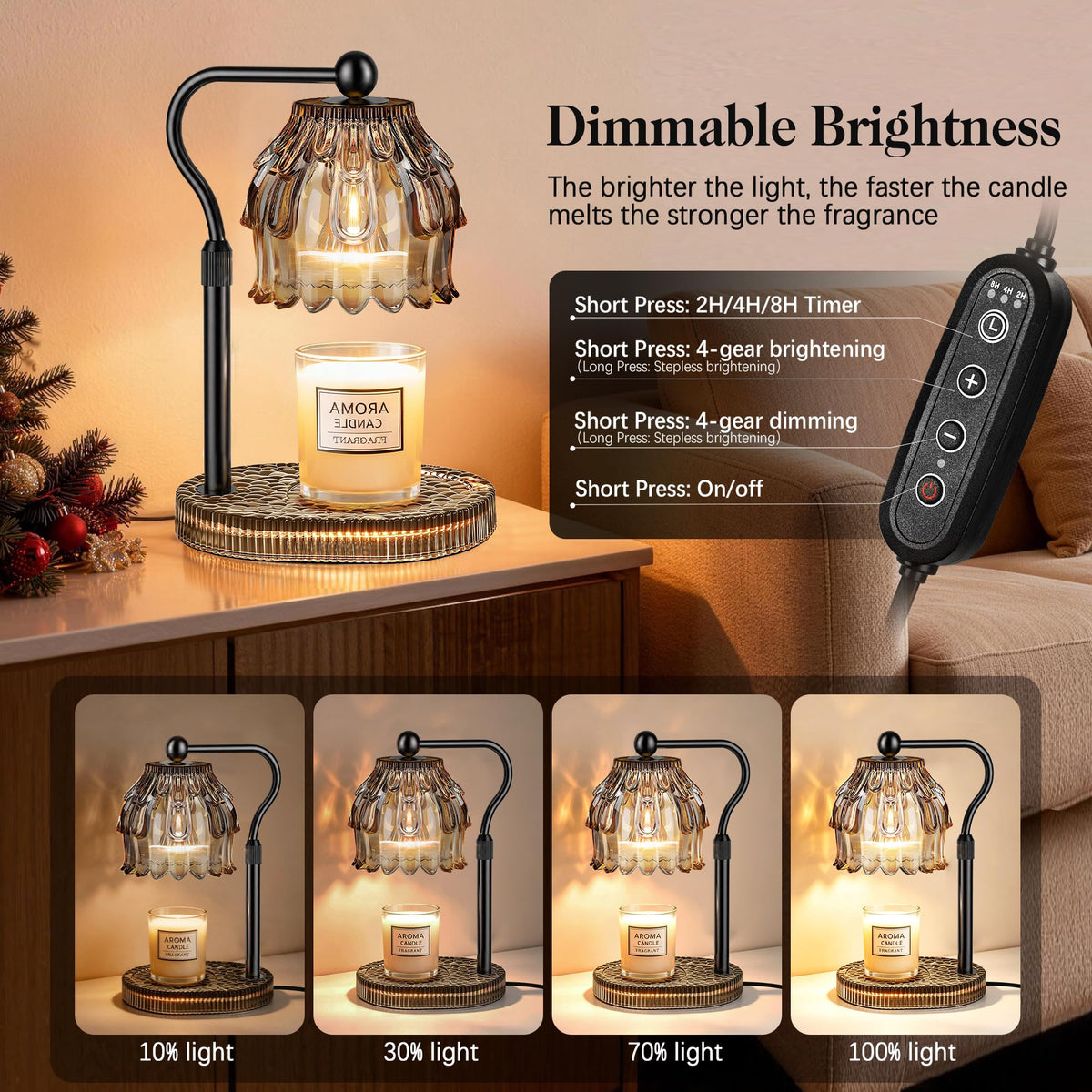 Flower Candle Warmer Lamp for Jar Candles, Birthday Gifts for Women, Grey
