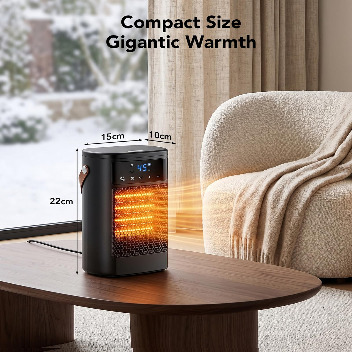 ROTTOGOON Electric Heater, 1500W Portable Fan Heater for Space Room Home
