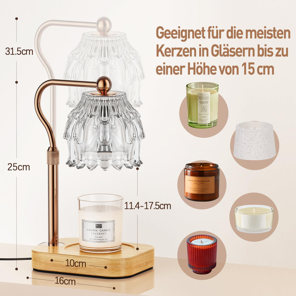 ROTTOGOON Kerzenwärmer Lampe Timer Dimmer Kerzenlampe Wärmelampe Geschenk