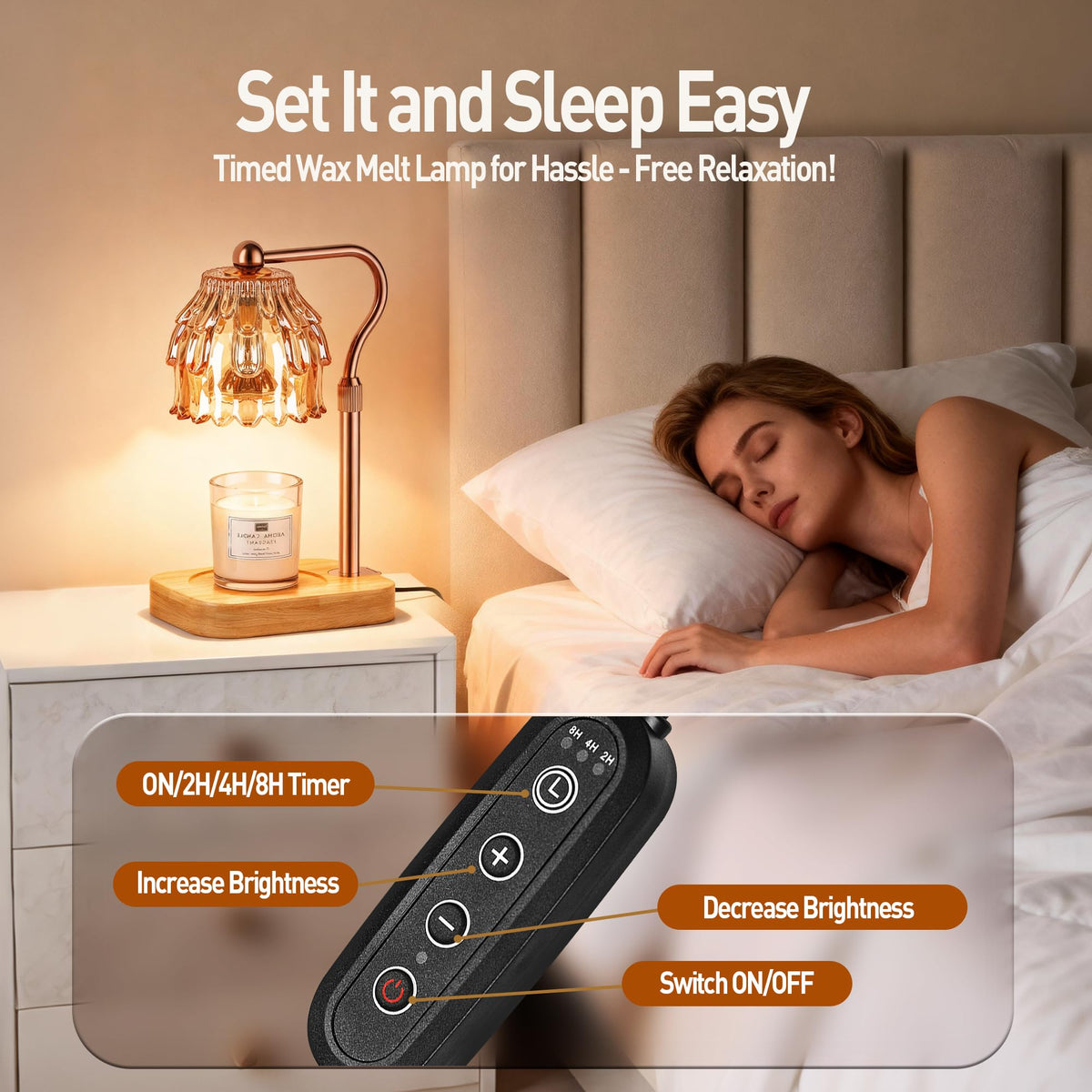 ROTTOGOON Candle Warmer Lamp Wax Melt Timer Dimmer for Housewarming Gift