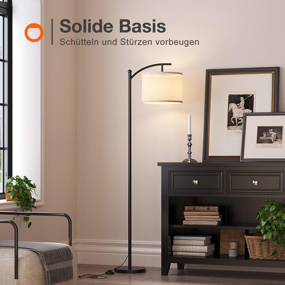ROTTOGOON Stehlampe für Wohnzimmer mit 3 Farbtemperaturen, Fußschalter [Energieklasse F]
