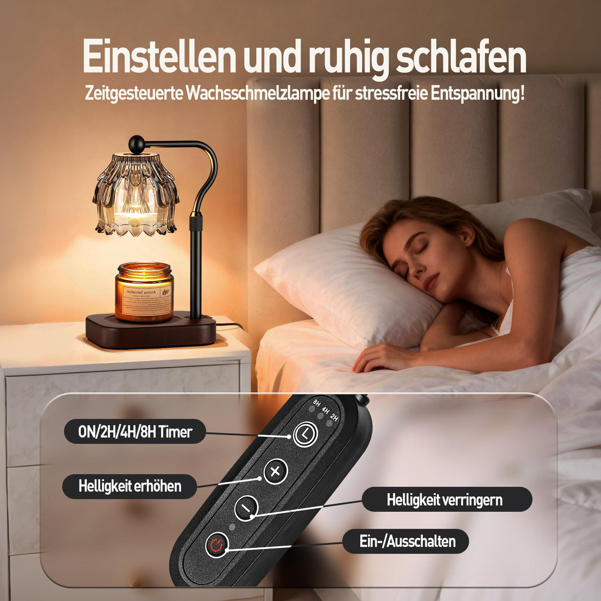 ROTTOGOON Kerzenwärmer Lampe Timer Dimmer Kerzen Wärme Lampe für Geschenk 3-Stufiger Timer, 2x 50W Birnen, Höhenverstellbar, Wandmontage, Geschenk für Frauen, Holzsock