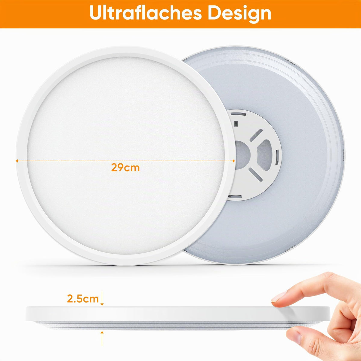 ROTTOGOON Deckenlampe LED Deckenleuchte Flach 24W 2200LM, 3CCT, Ø29cm [Energieklasse F]