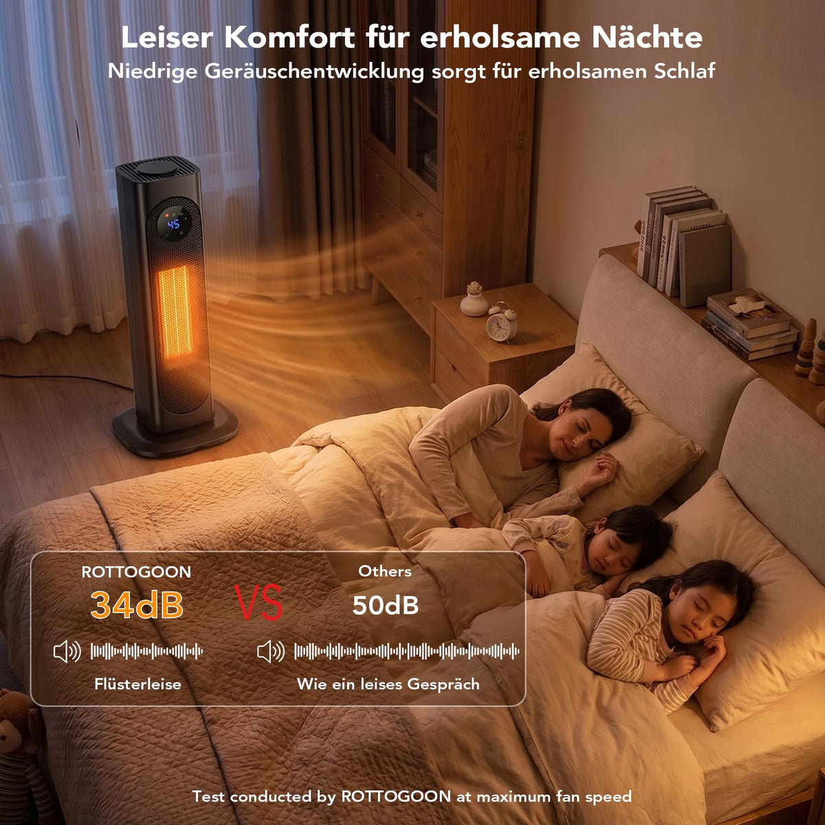 ROTTOGOON Heizlüfter Energiesparend, Leiser 2000W PTC Keramik Heizlüfter