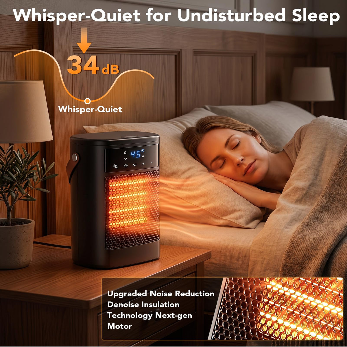 ROTTOGOON Electric Heater, 1500W Portable Fan Heater for Space Room Home