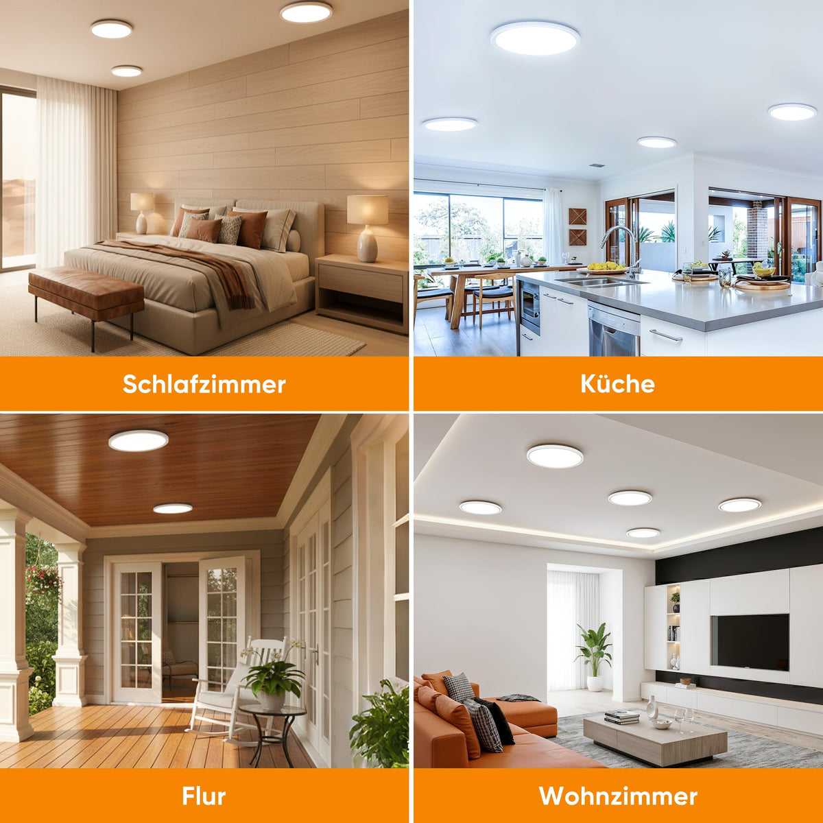 ROTTOGOON Deckenlampe LED Deckenleuchte Flach 24W 2200LM, 3CCT, Ø29cm [Energieklasse F]