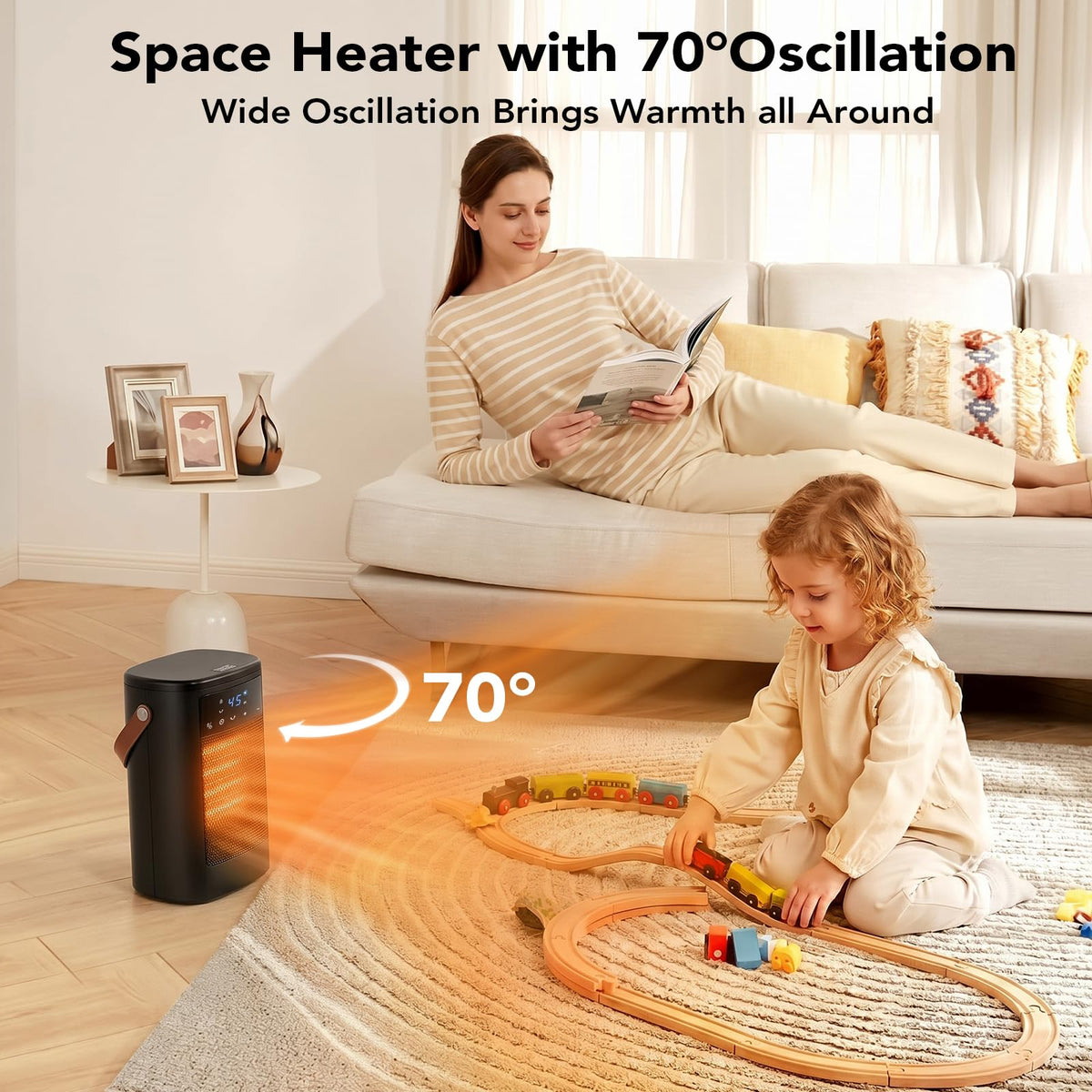 ROTTOGOON Electric Heater, 1500W Portable Fan Heater for Space Room Home