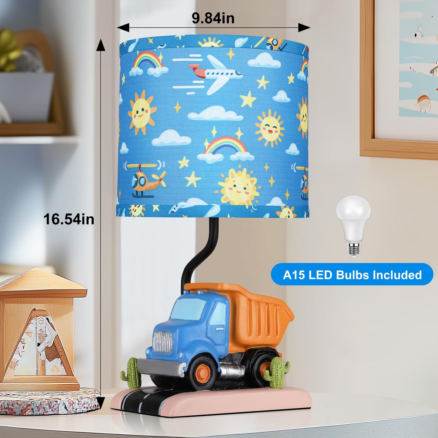 ROTTOGOON Car Bedside Table Lamp for Boy Girl Bedroom Toddler Playing Room, Nightstand Study Room, Classroom Decor,1 LED Bulb Included, 1 Pack