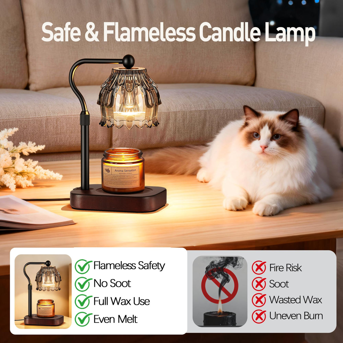 ROTTOGOON Candle Warmer Lamp Wax Melt Timer Dimmer Housewarming Gift, Grey
