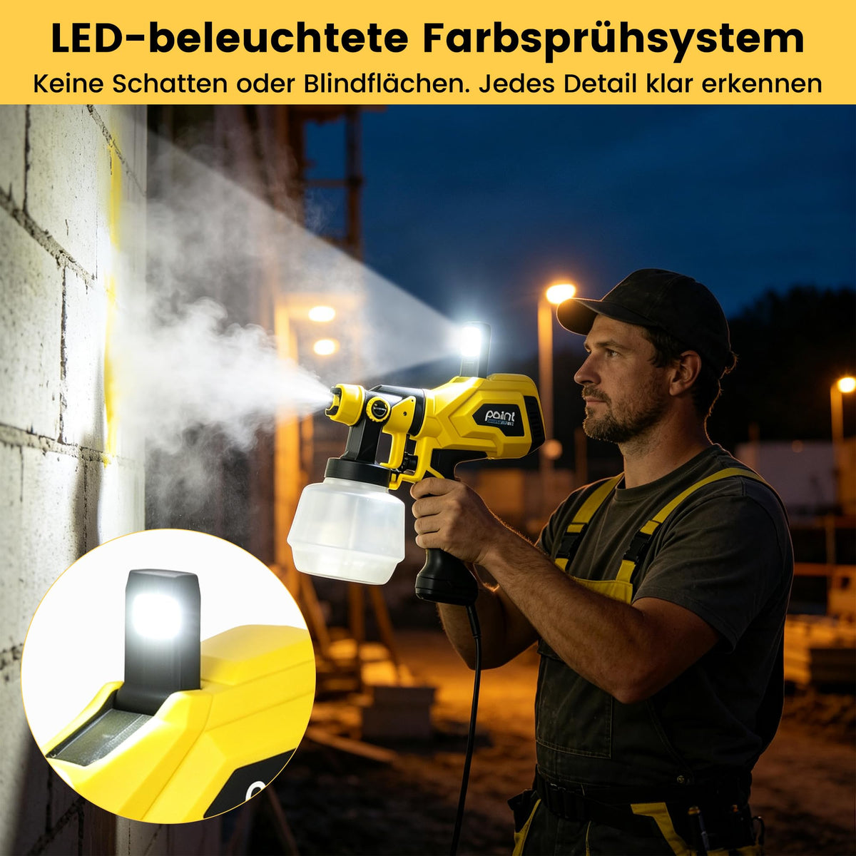 ROTTOGOON Farbsprühsystem 650W mit LED-Leuchte für Wandfarben