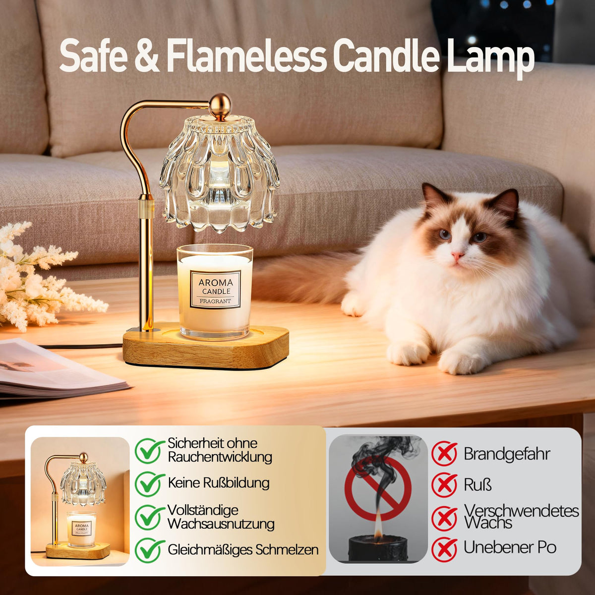 ROTTOGOON Kerzenwärmer Lampe Timer Dimmer Kerzenlampe Wärmelampe Geschenk