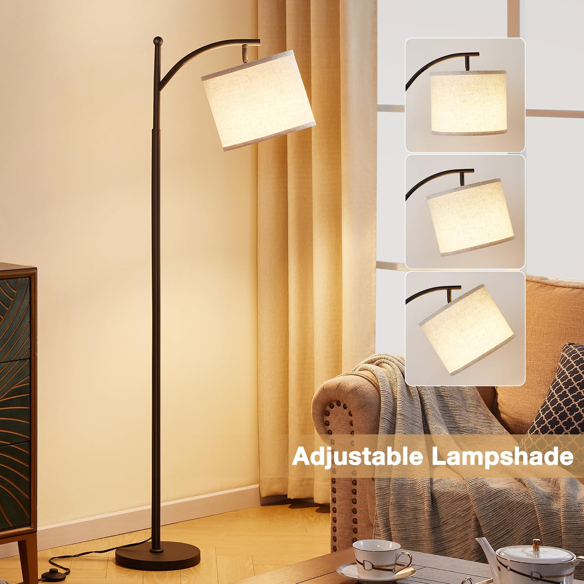 ROTTOGOON Stehlampe für Wohnzimmer mit 3 Farbtemperaturen, Fußschalter [Energieklasse F]