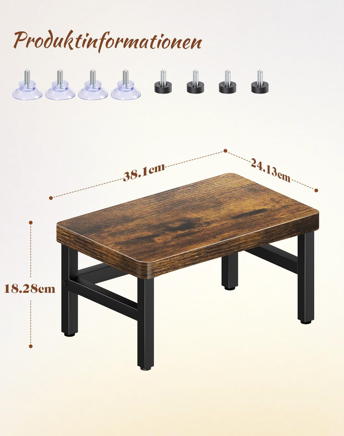 ROTTGOON Tritthocker 1 Stufe Holz für Kinder, Küche & Bad, Anti-Rutsch